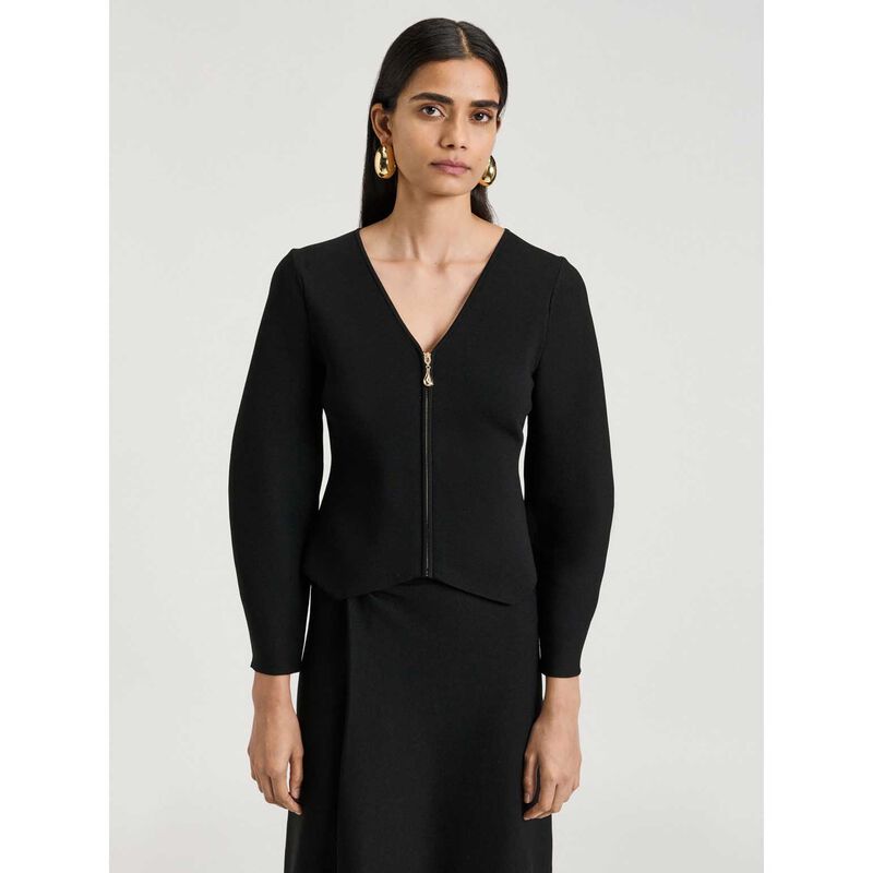 Veronika Maine Black Milano Jacket With Pointed Hem image number 3